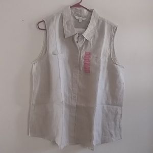 Ellen Tracy Button Down Sleeveless Blouse XXL
